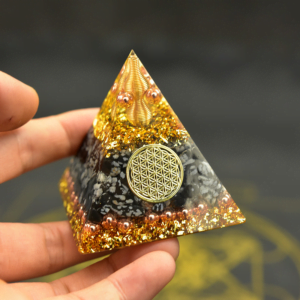 Pyramid Orgonite Flower of Life Obsidian