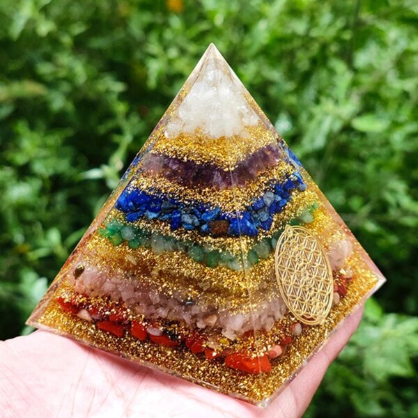 Pyramid Orgonite Flower of Life 7 Chakras - Imagem 5