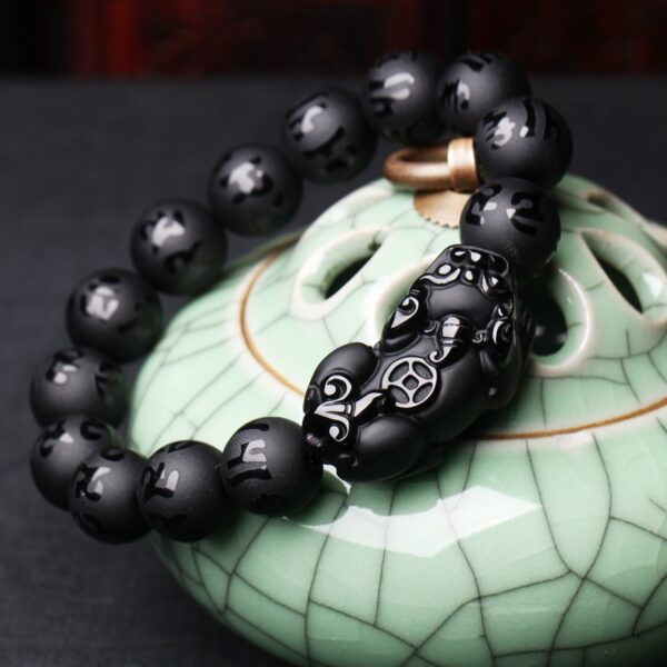 Pi Xiu Obsidian Bracelet - Protection and Balance - Imagem 3