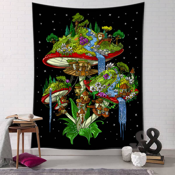Magic Kingdom of Mushrooms Tapestry