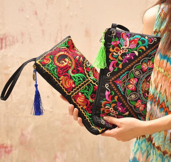 Boho Chic Embroidered Clutch Wallet - Imagem 2