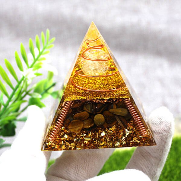 Pyramid Orgonite Tiger's Eye Radionic - Imagem 2