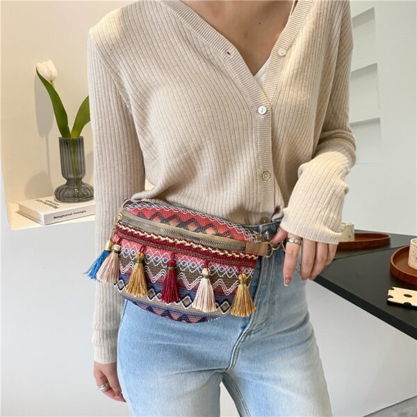Boho Waist and Crossbody Bag with Fringes - Imagem 2