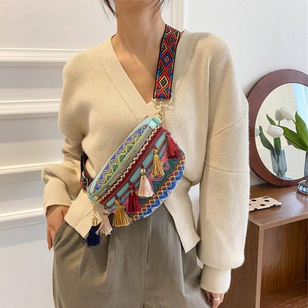 Boho Waist and Crossbody Bag with Fringes