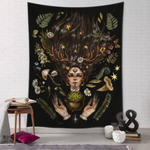 Powerful Green Witch Tapestry