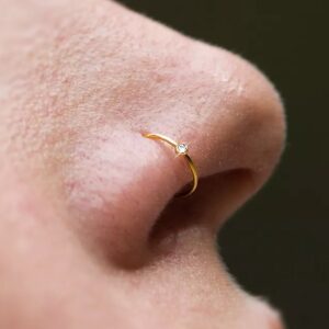 Celestial Harmony Thin 18K Gold Diamond Nose Ring