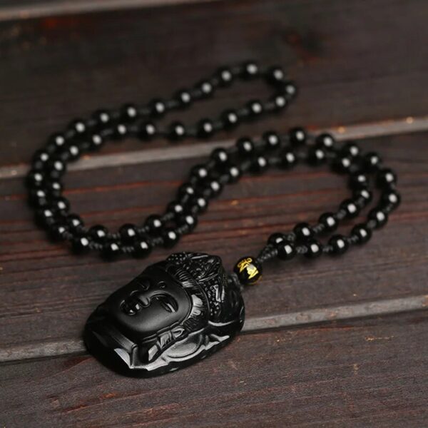 Black Obsidian Buddha Kuan Yin Necklace - Imagem 2